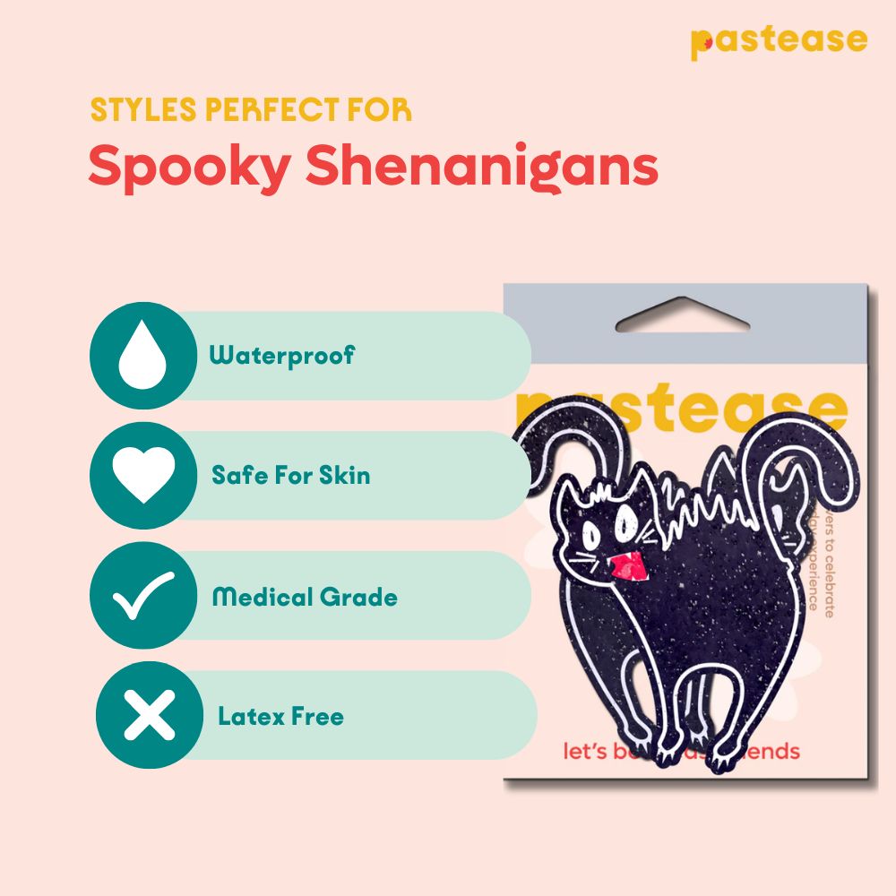 Scaredy Cat Black Kitty Hissing Nipple Pasties by Pastease