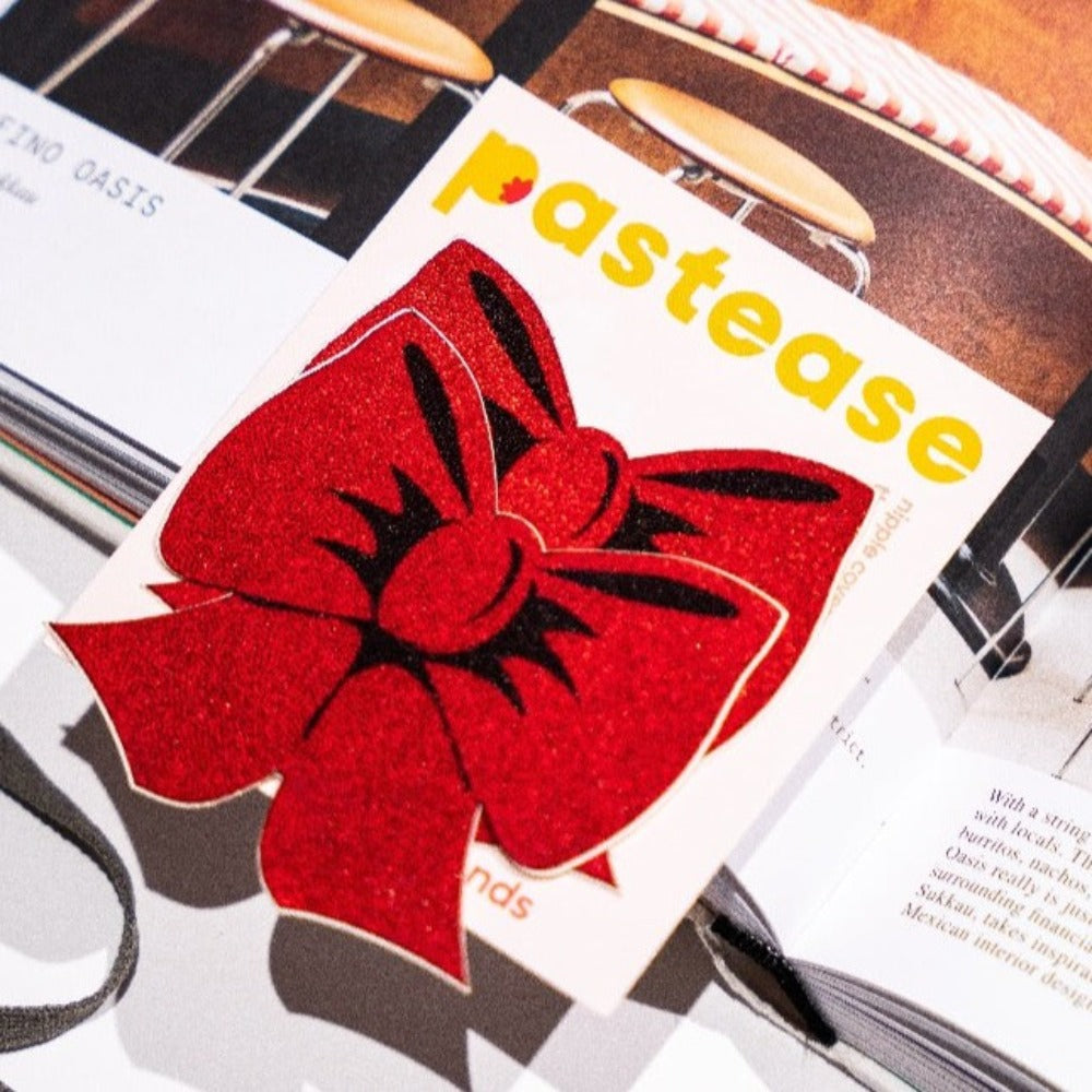 Bow: Holographic Red Bows Nipple Pasties by Pastease®