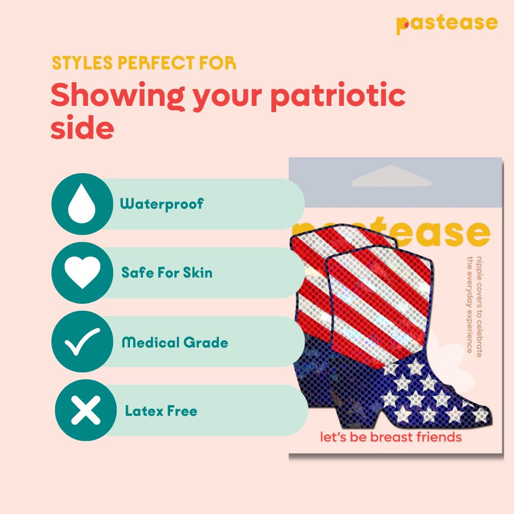 Boots: Sparkling Stars & Stripes USA Cowboy Boot Nipple Pasties by Pastease®