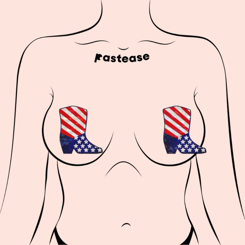 Boots: Sparkling Stars & Stripes USA Cowboy Boot Nipple Pasties by Pastease®