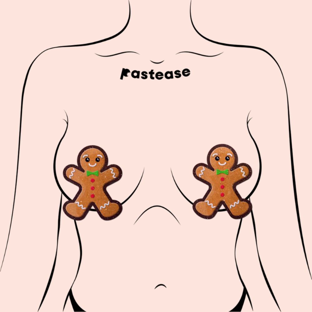 Gingerbread Man Woman Christmas Nipple Pasties by Pastease®