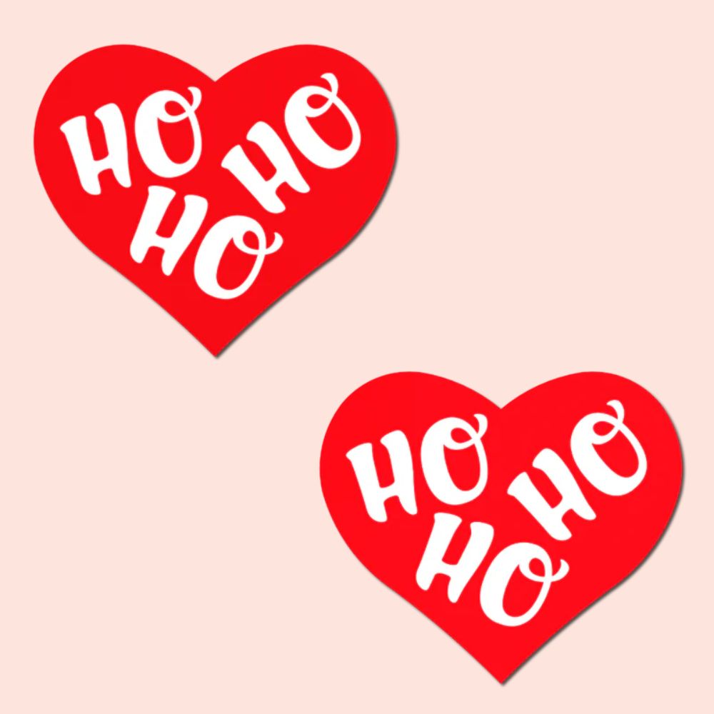 Love: Red and White Ho Ho Ho Hearts Nipple Pasties by Pastease®