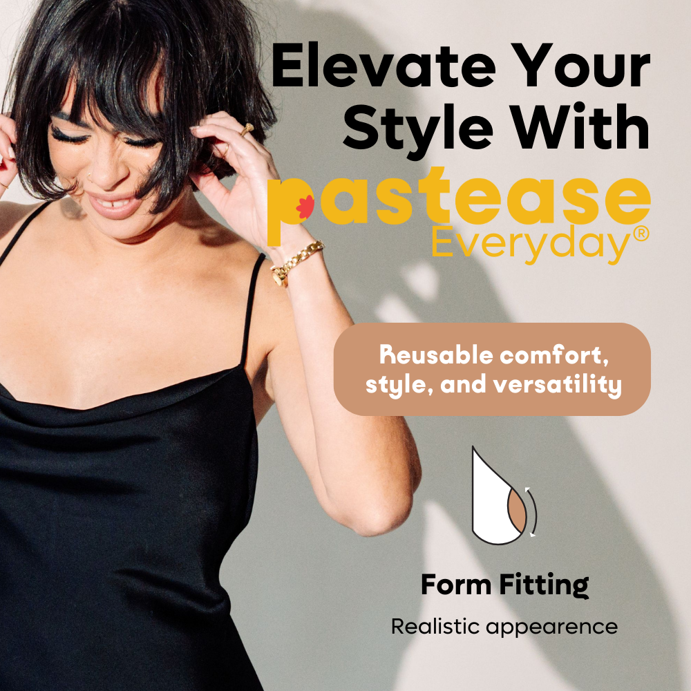 Pastease Everyday Silicone Breast Covers Lights Out! Flat Black Reusable with Travel Box