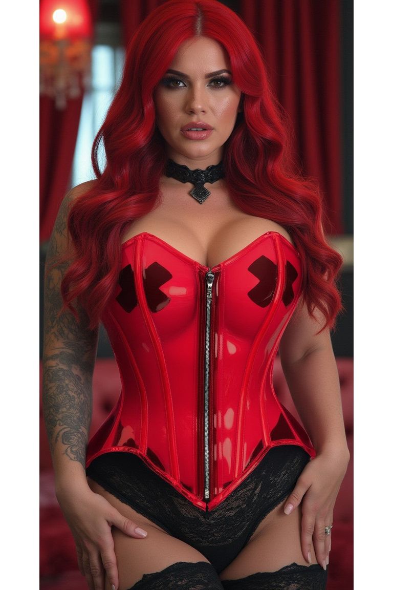 Lavish Clear Red Overbust Corset