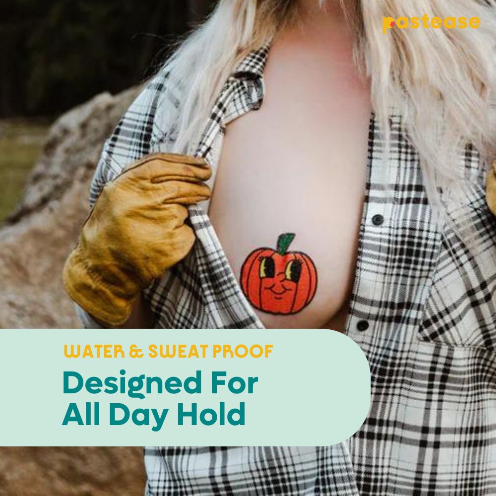 Pumpkin Breast Pasties Cutie Pie Face Jack O' Lantern Nipple Covers by Pastease