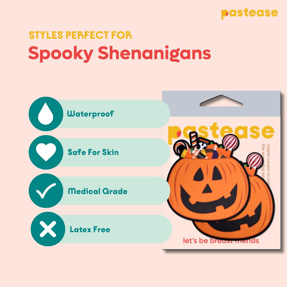 Trick-or-Treat Pumpkin Pasties with Candy Nipple Covers by Pastease
