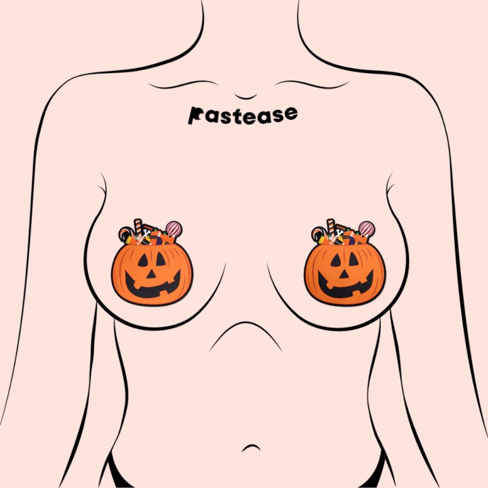 Trick-or-Treat Pumpkin Pasties with Candy Nipple Covers by Pastease