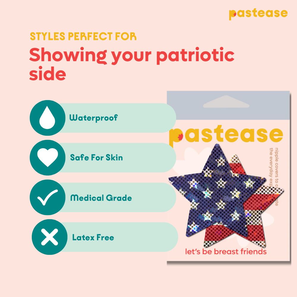 Star: Glittering Stars & Stripes Patriotic Star Nipple Pasties by Pastease®