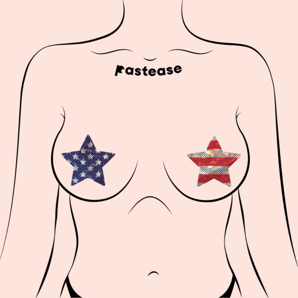 Star: Glittering Stars & Stripes Patriotic Star Nipple Pasties by Pastease®