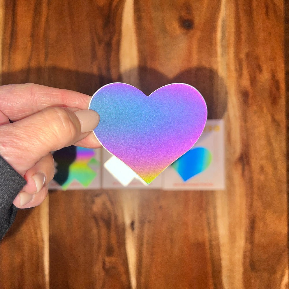 Love: Reflective Rainbow Heart Nipple Pasties by Pastease® o/s