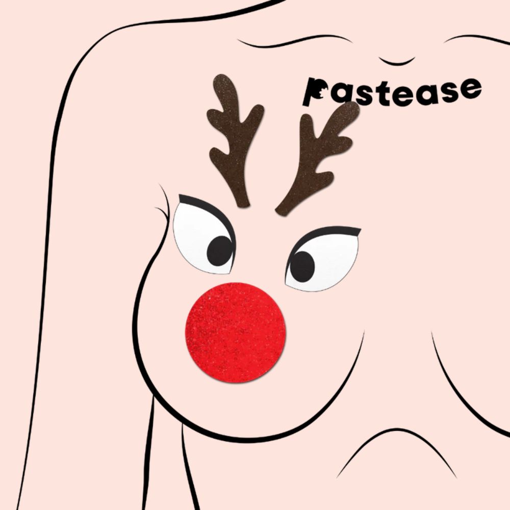 Reindeer Boob Kit Pasties: Rudolph Eyes Nose & Antler Nipple Cover by Pastease®