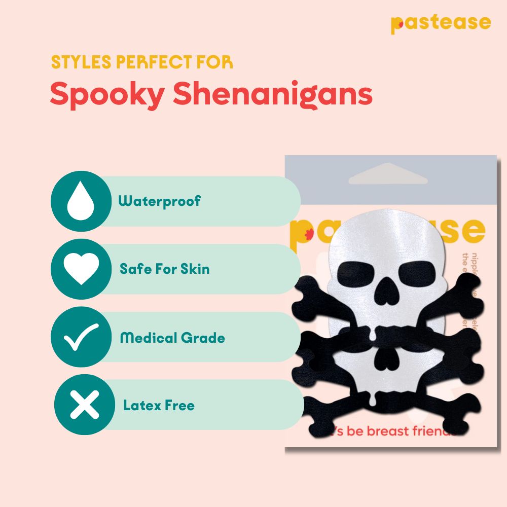 Skull: Sullen Skull Black & White Nipple Pasties by Pastease®