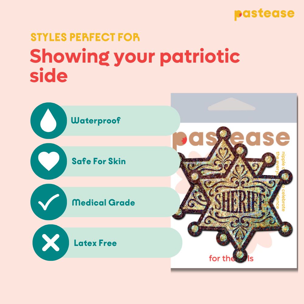 Sheriff Star: Glittering Golden Sheriff's Badge Nipple Pasties by Pastease®