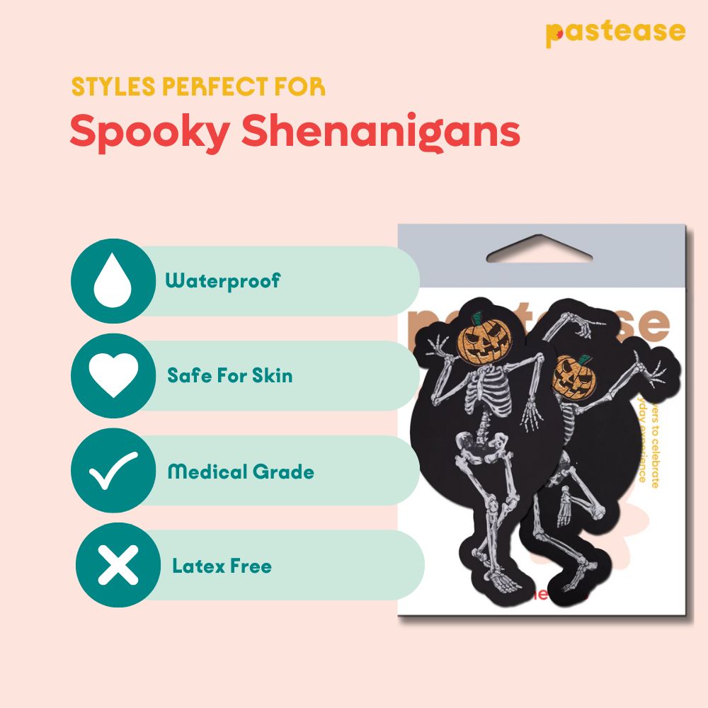 Dancing Skeletons Pasties with Pumpkin Heads Spooky Scary Skeletons Pastease