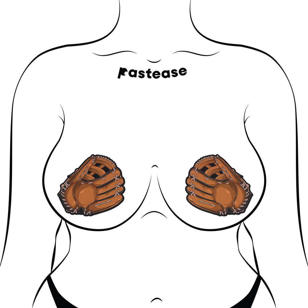 Baseball Mitt Pasties Brown American Baseball Mitt Nipple Covers by Pastease®