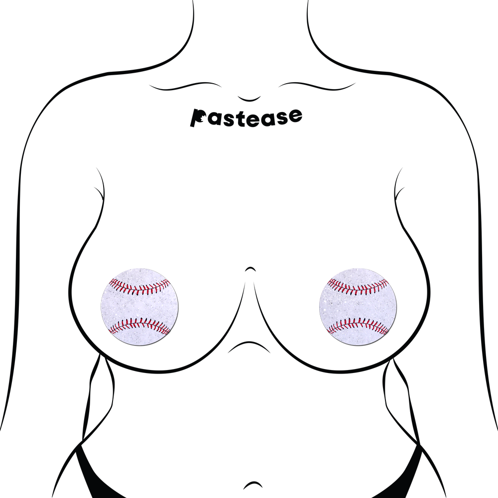Baseball Pasties on Sparkly Velvet American Baseball Nipple Covers by Pastease
