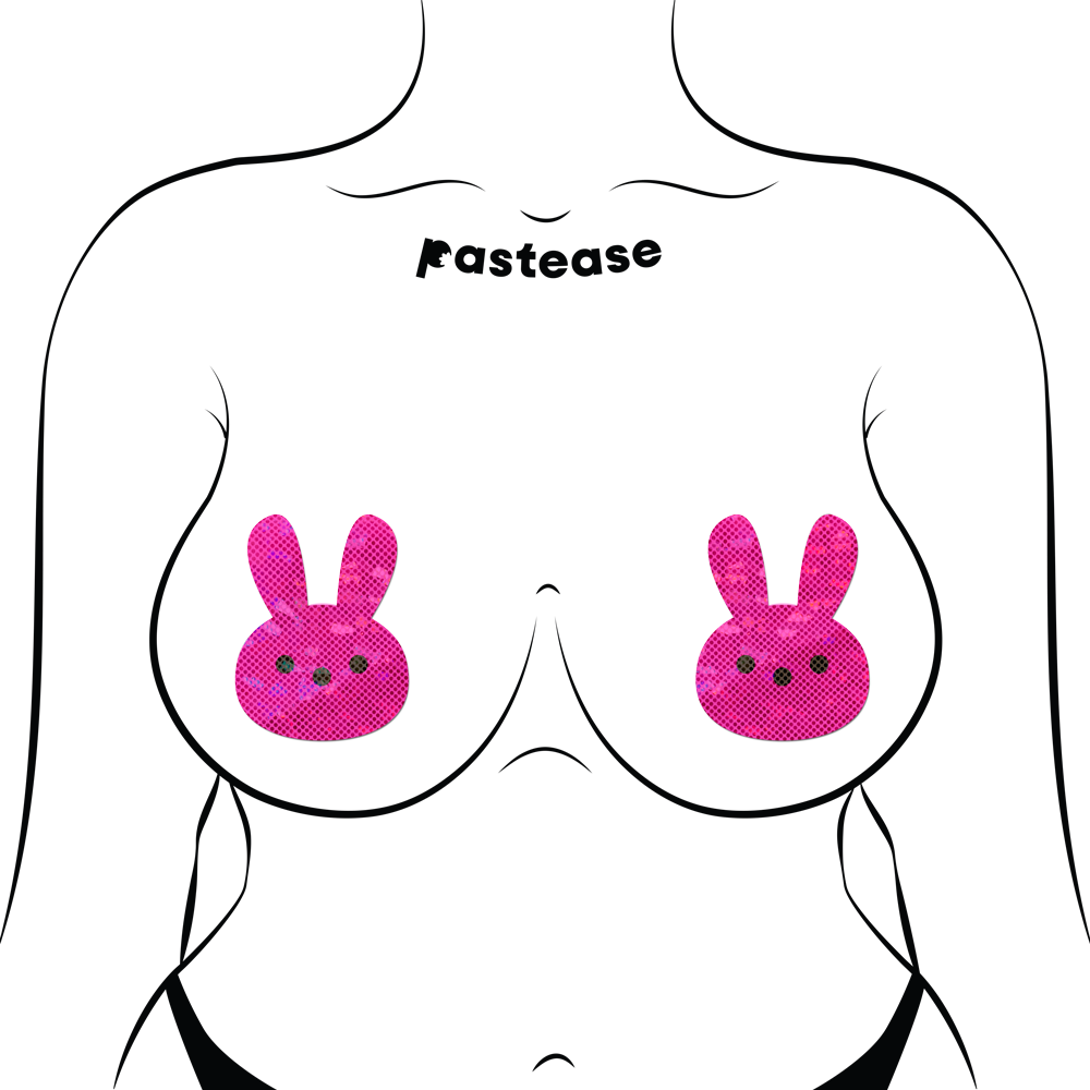 Bunny: Glittery Pink Marshmallow Easter Rabbit Nipple Pasties by Pastease®