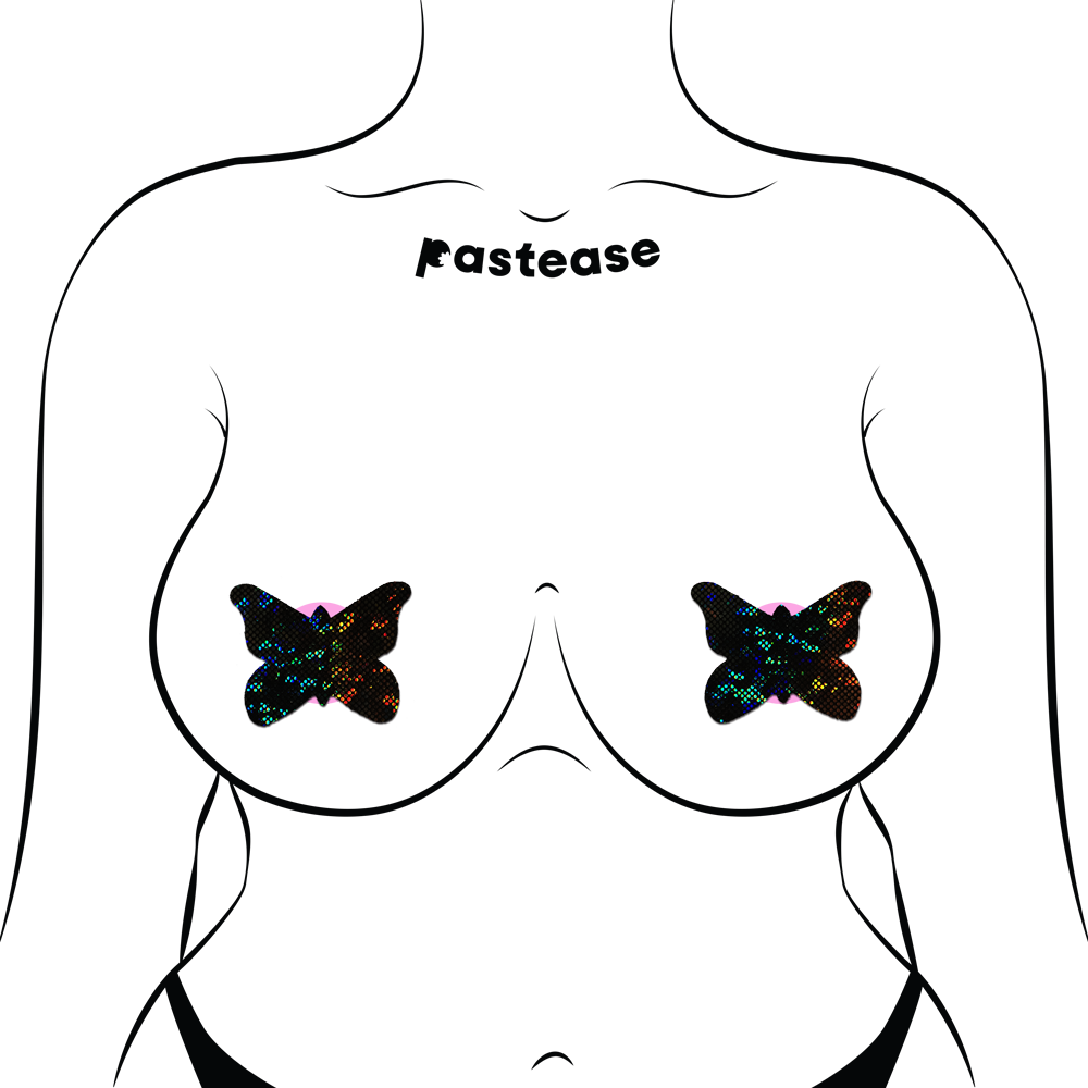 Butterfly: Shattered Glass Disco Ball Glitter Butterflies Nipple Pasties by Pastease® o/s
