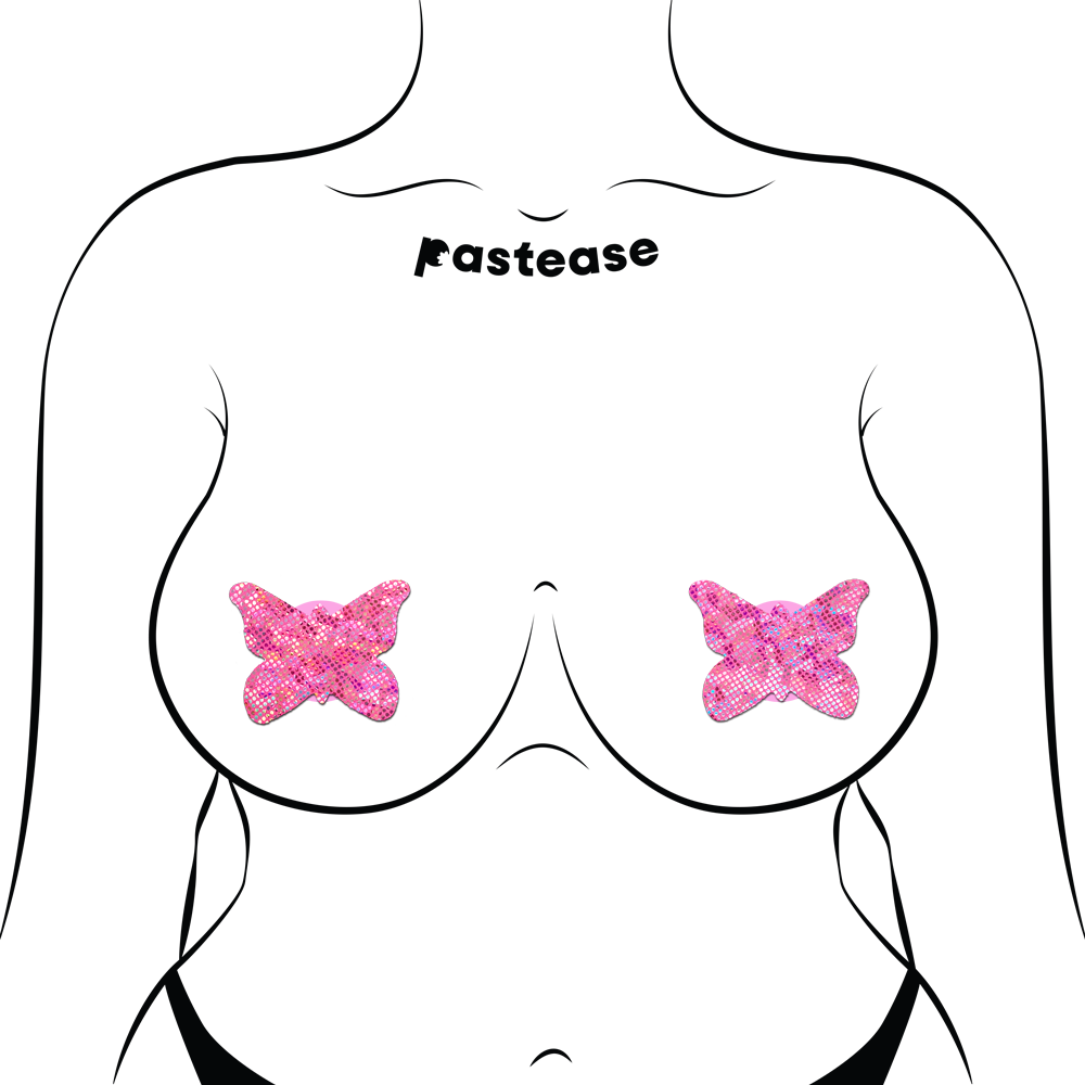 Butterfly: Shattered Glass Disco Ball Glitter Butterflies Nipple Pasties by Pastease® o/s