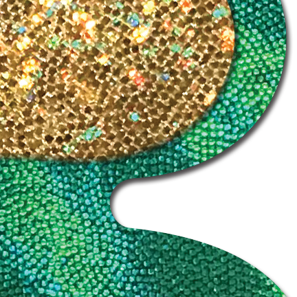 Coverage: Clover Green Holographic with Glitter Gold Heart Breast Coverings by Pastease