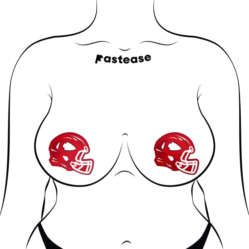 Helmet: Red & White American Football Helmet Pasties by Pastease