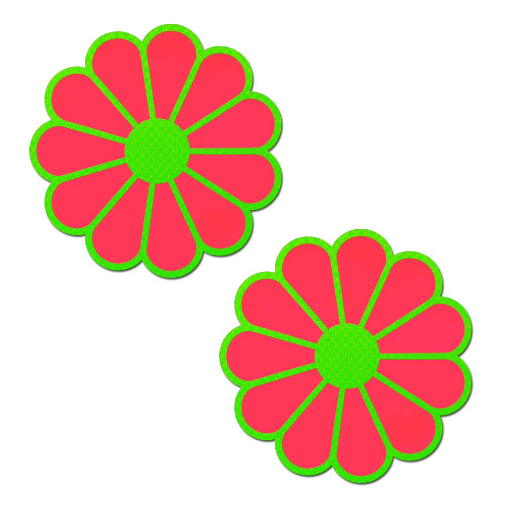 Daisy: Neon Green & Glow in the Dark Neon Pink Petal Pasties Nipple Covers by Pastease®