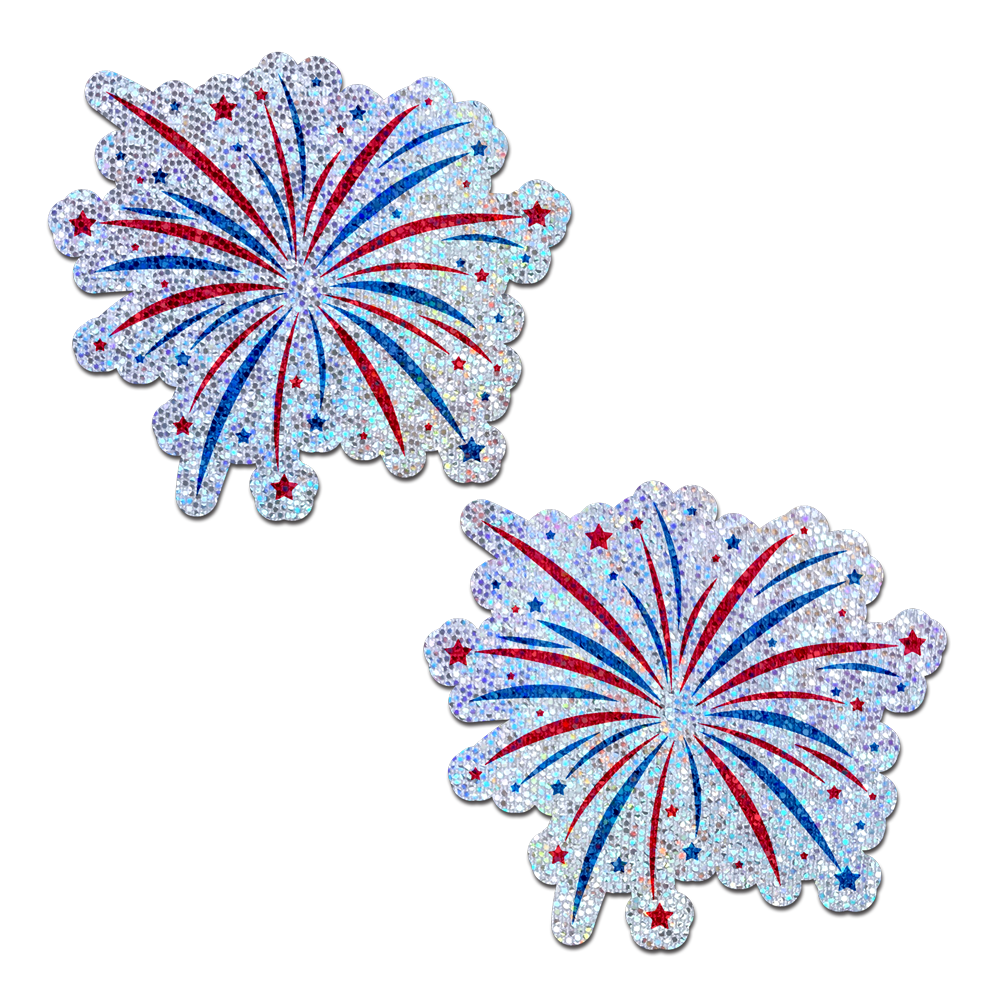 Fireworks Pasties Patriotic Explosion Glitter Nipple Covers by Pastease