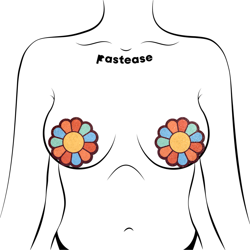 Rainbow Flower Pasties Hippy Rainbow Daisy Breast Covers by Pastease