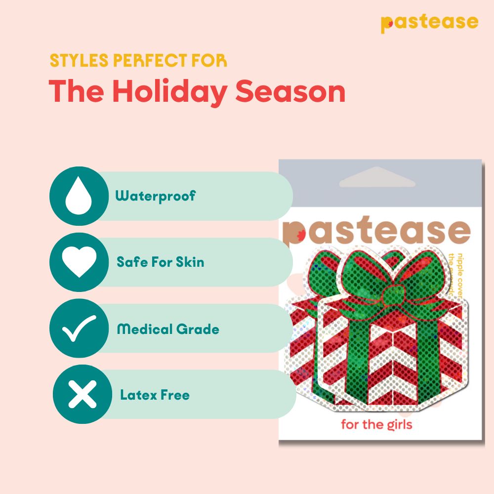 Gift: Christmas Present Wrapped with Bow Nipple Pasties by Pastease®