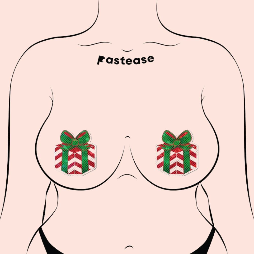 Gift: Christmas Present Wrapped with Bow Nipple Pasties by Pastease®