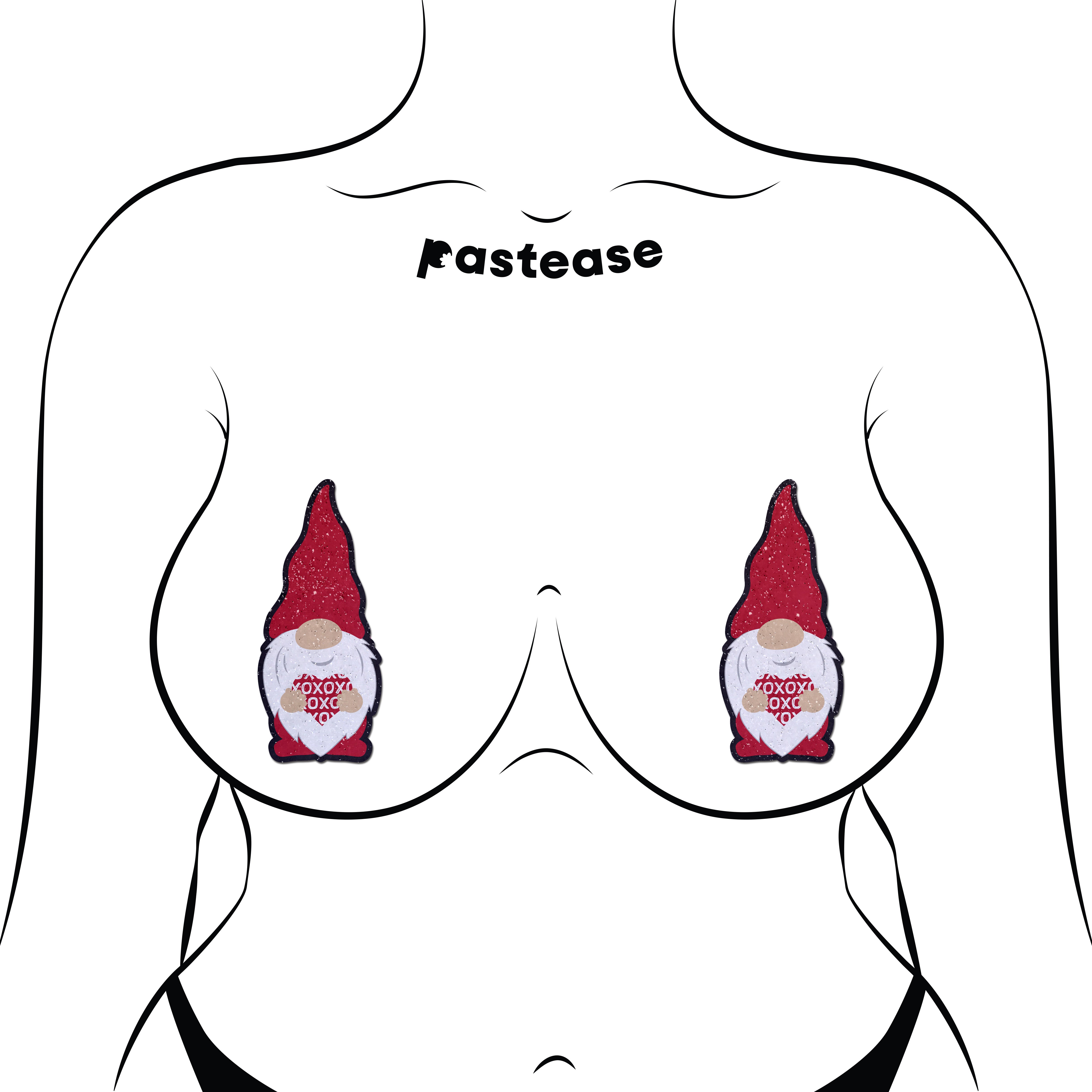 Gnome Pasties: Valentine Sweetheart Garden Gnome Nipple Covers by Pastease®