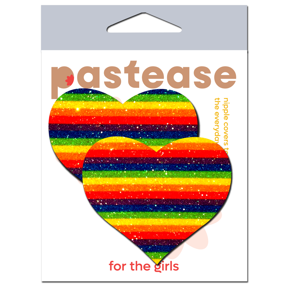 Love: Glittering Double Rainbow Heart Nipple Pasties by Pastease®