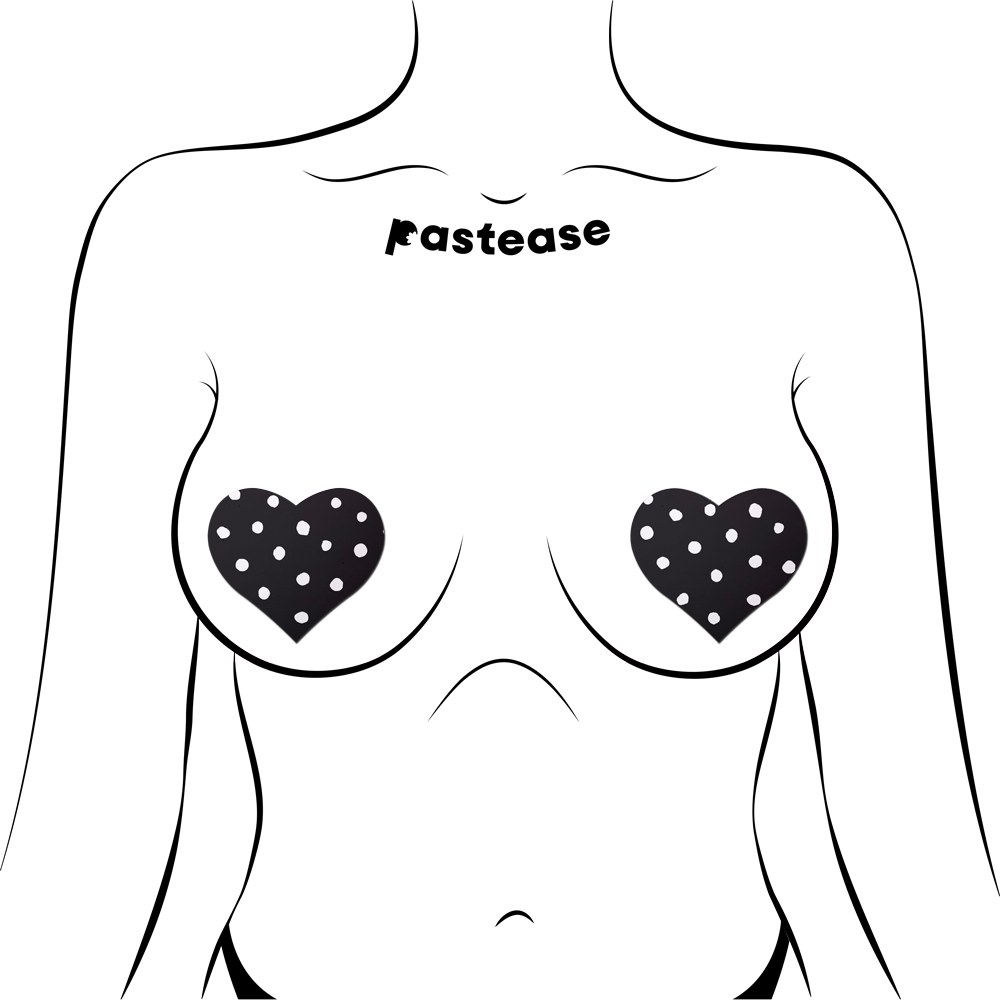 Black Heart with White Polka Dot Breast Pasties by Pastease®