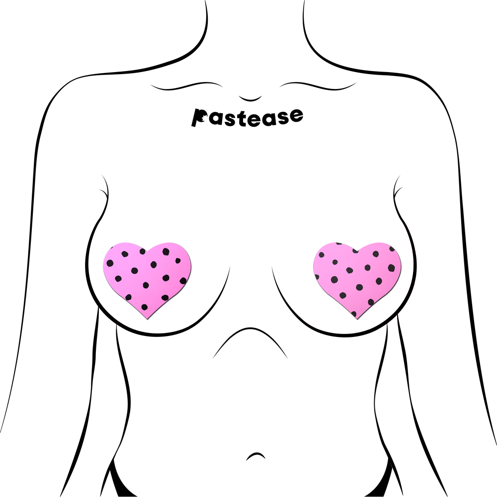 Pink Heart with Black Polka Dot Breast Pasties by Pastease®