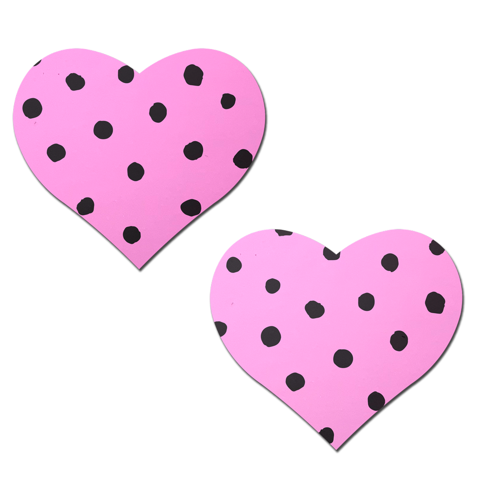 Pink Heart with Black Polka Dot Breast Pasties by Pastease®