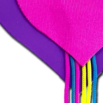 Tassel Pasties: Neon Pink & Purple Hearts with Rainbow Tassel Fringe Nipple Covers by Pastease®