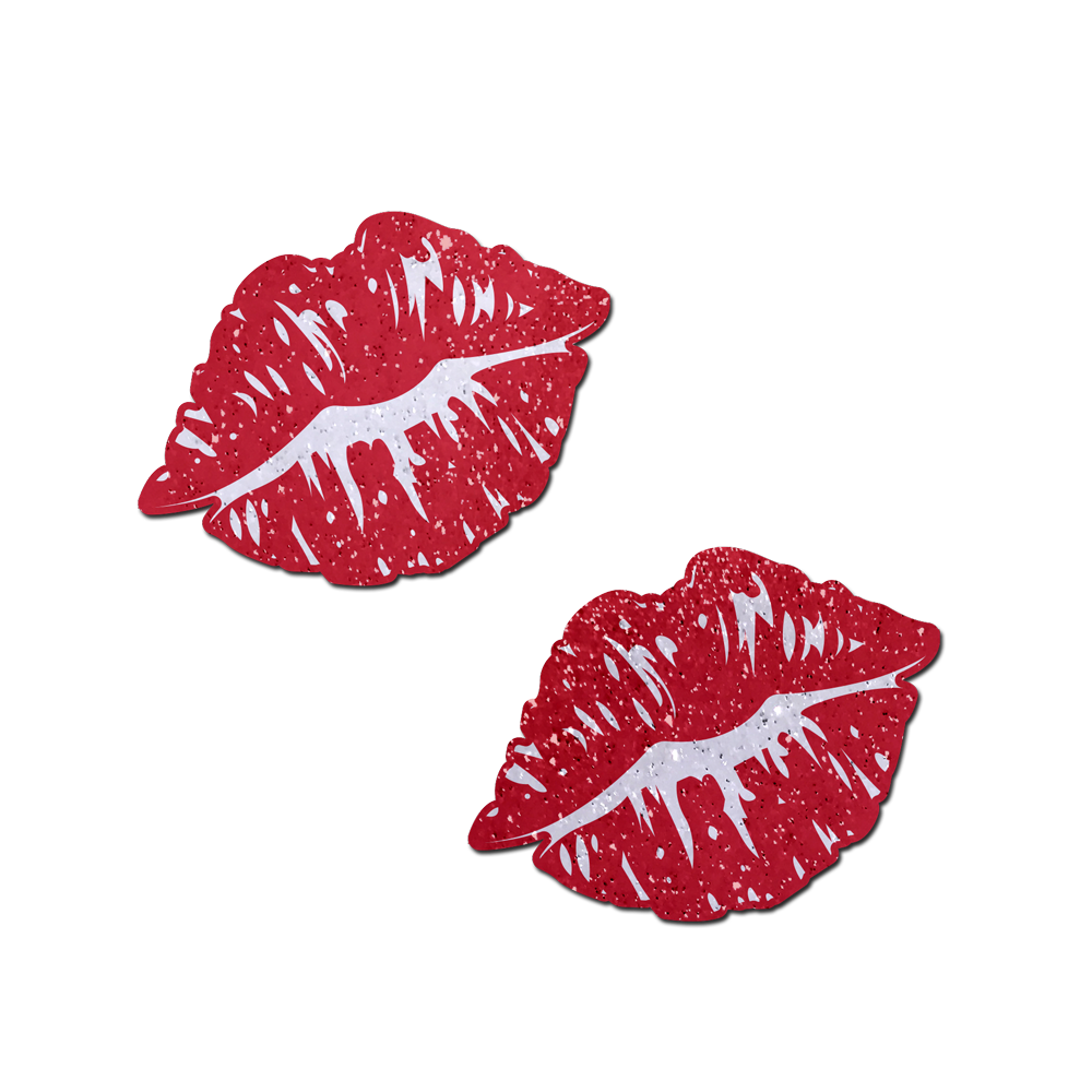 Kisses: Sparkly Red Kissing Puckered Lips Nipple Covers by Pastease