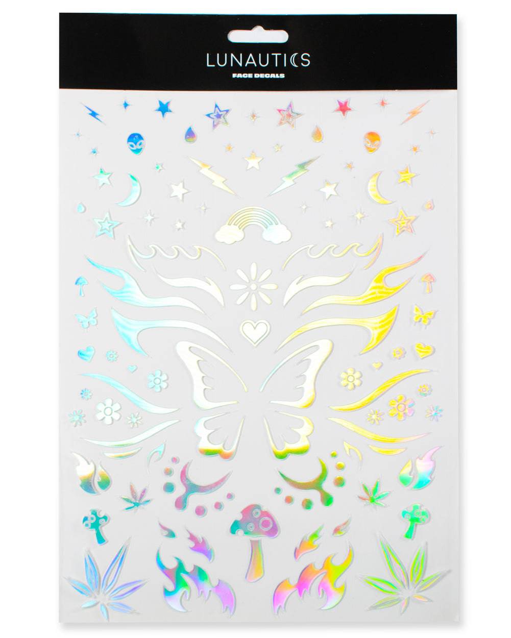 Rave Day Silver Holographic Face Decal Stickers