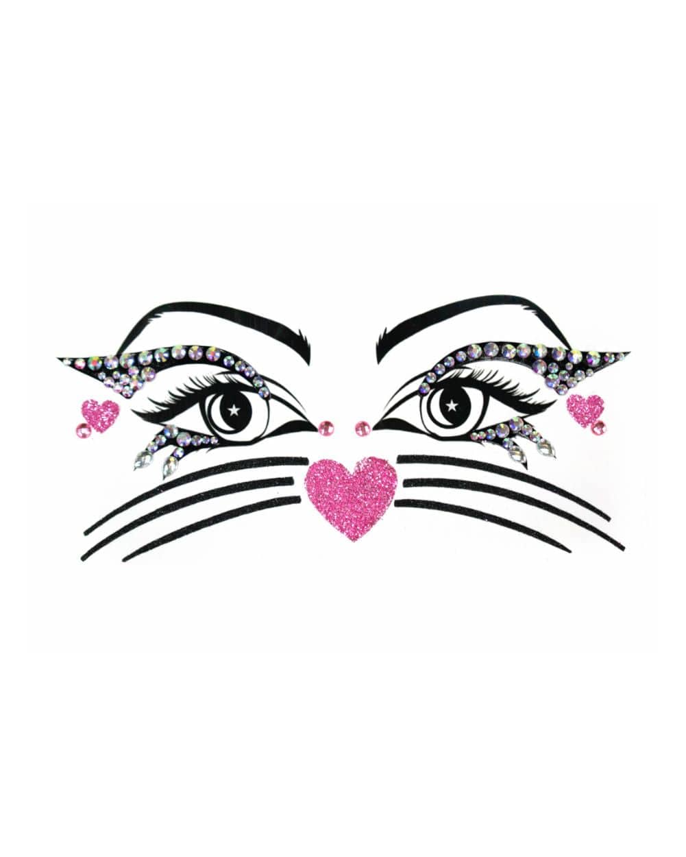 Whiskers - Cat Face Gem Cut Crease Face Jewels
