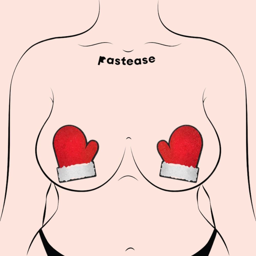 Santa: Red and White Santa Mitten Nipple Pasties by Pastease®