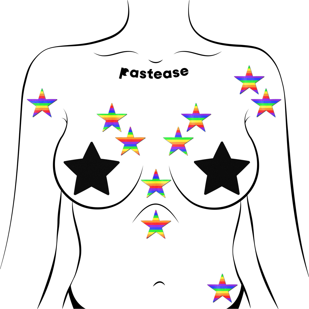 Body Minis: 10 Mini Rainbow Stars Nipple & Body Pasties by Pastease®