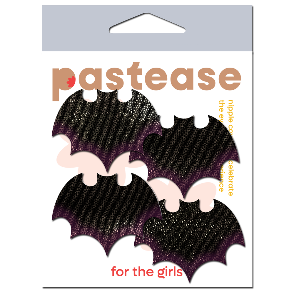 Petites: Two-Pair Small Liquid Black Bat Nipple Pasties by Pastease