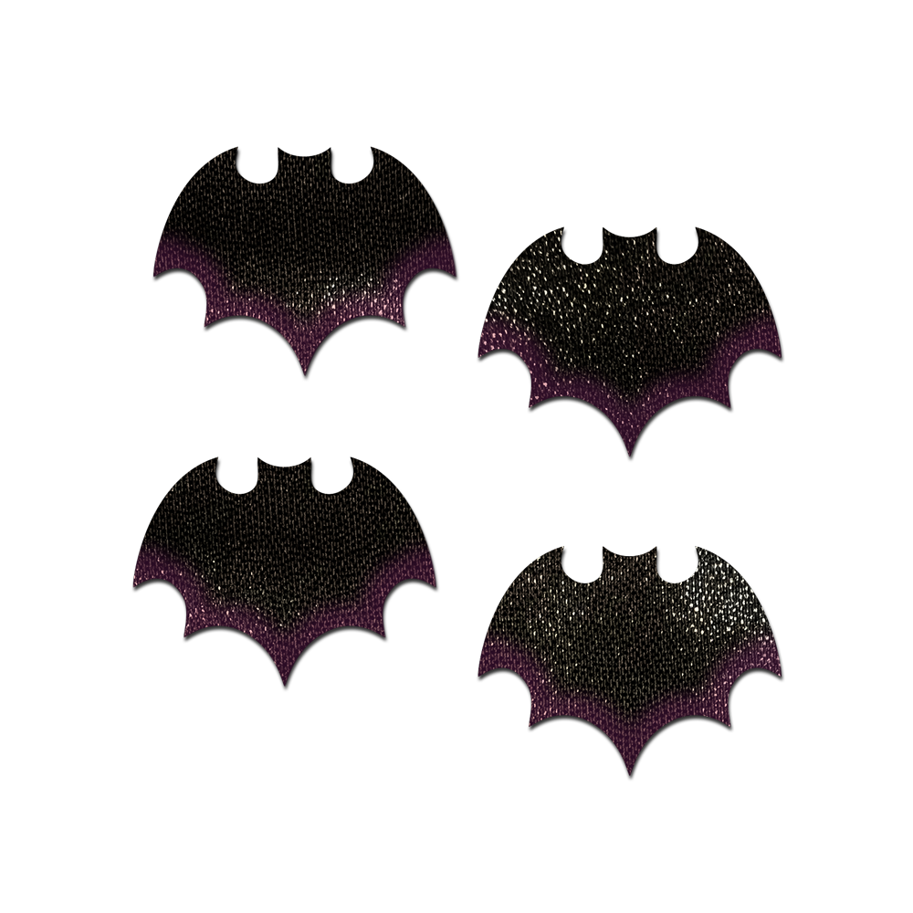 Petites: Two-Pair Small Liquid Black Bat Nipple Pasties by Pastease