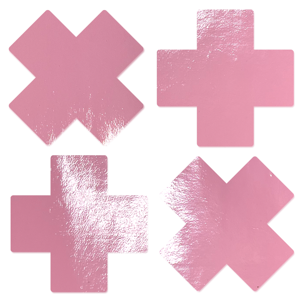 Petite Plus X: Patent Leather Fetish Vinyl Cross Nipple Pasties by PasteaseĀ® o/s
