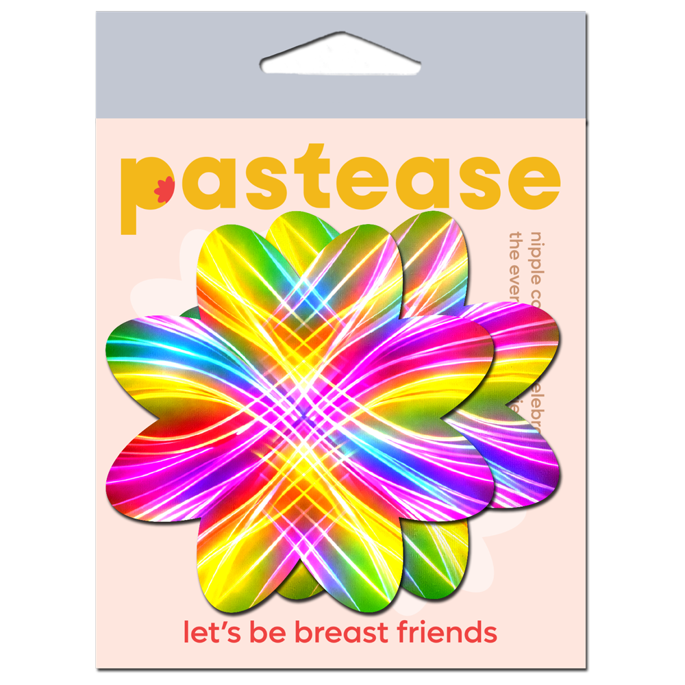 Electric Rainbow Fractal Laser Petal Breast Pasties by Pastease®