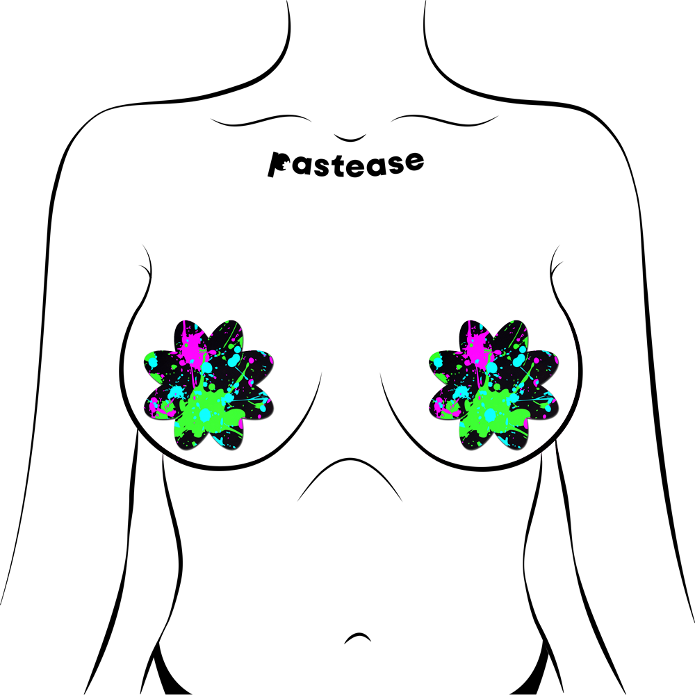 Vibrant Neon Paint Splatter Petal Breast Pasties by Pastease®