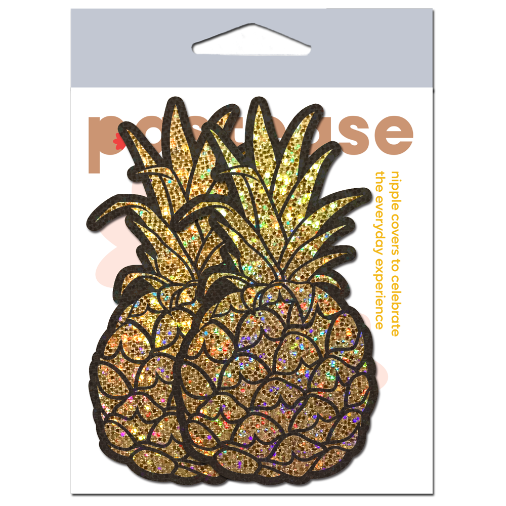 Pineapple on Glitter Gold Nipple Covers by Pastease®