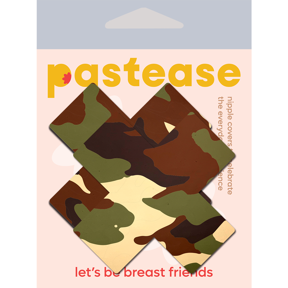 Plus X: Green Camo Cross Nipple Pasties by Pastease®