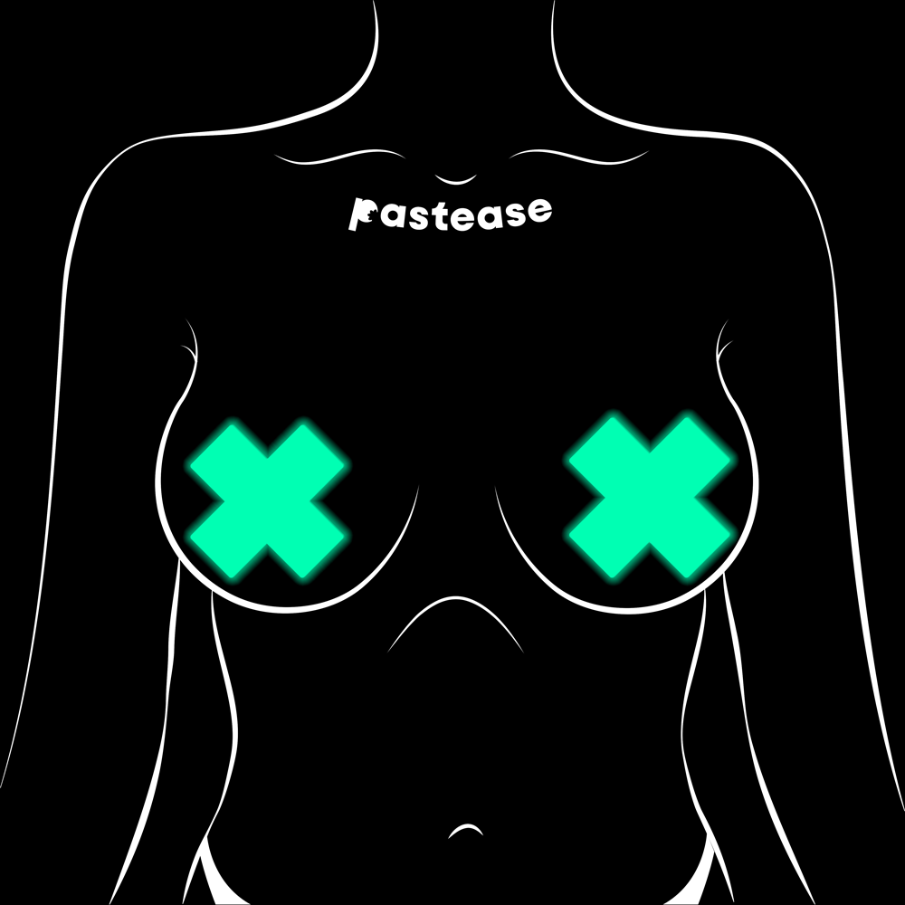 Plus X: Glow-in-the-Dark Neon Cross Pasties Nipple Covers by Pastease®