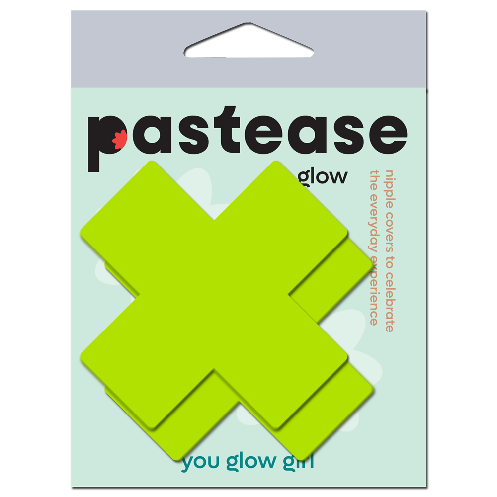 Plus X: Glow-in-the-Dark Neon Cross Pasties Nipple Covers by Pastease®